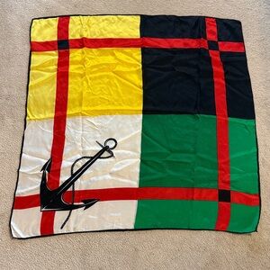 Baar & Beards All Silk Scarf Nautical Anchor Colorful Design Made In Japan 30”